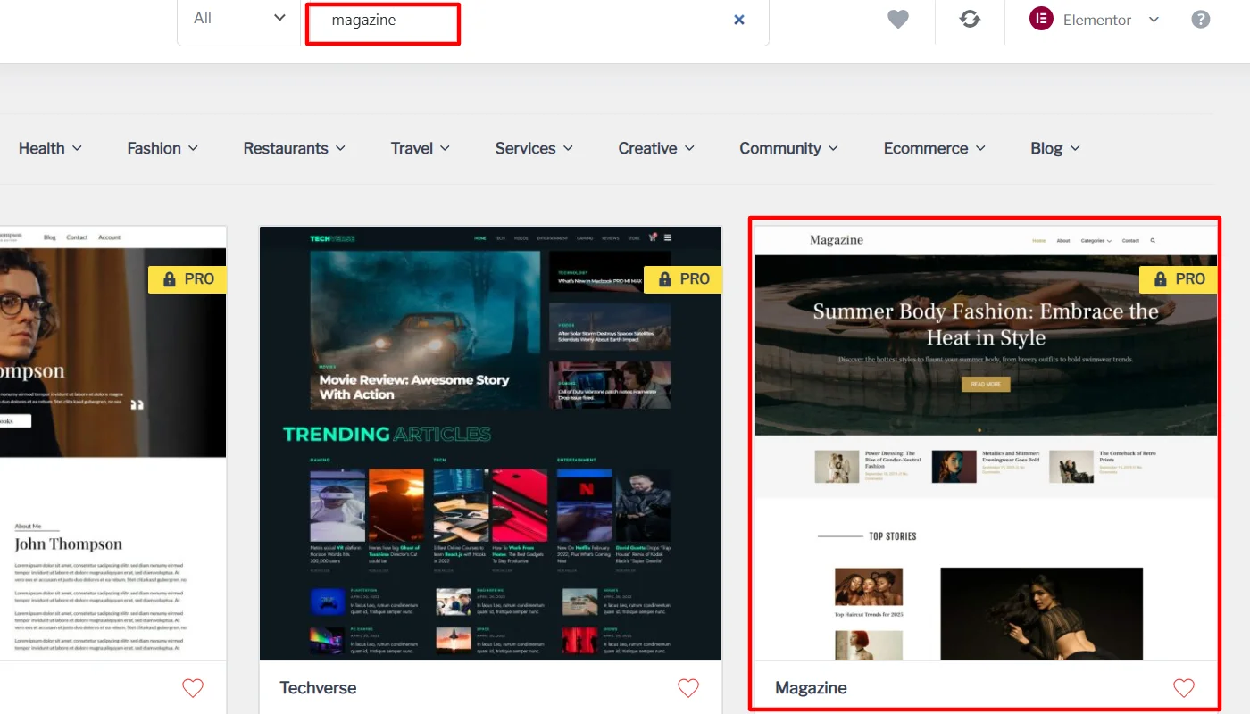 Searching magazine template