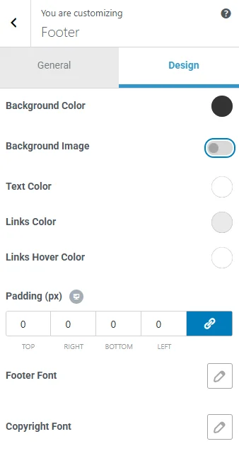 Overall footer design options
