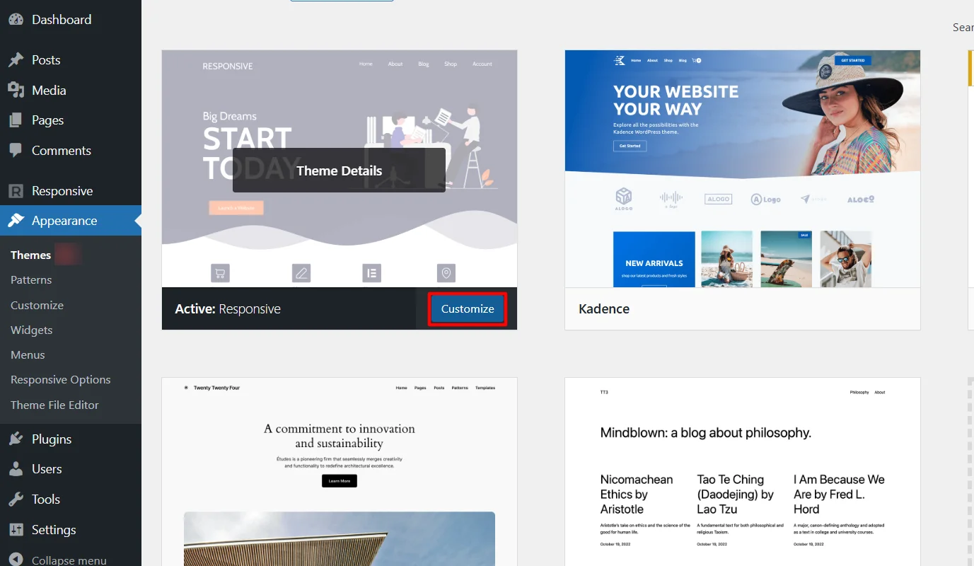 Theme customizer