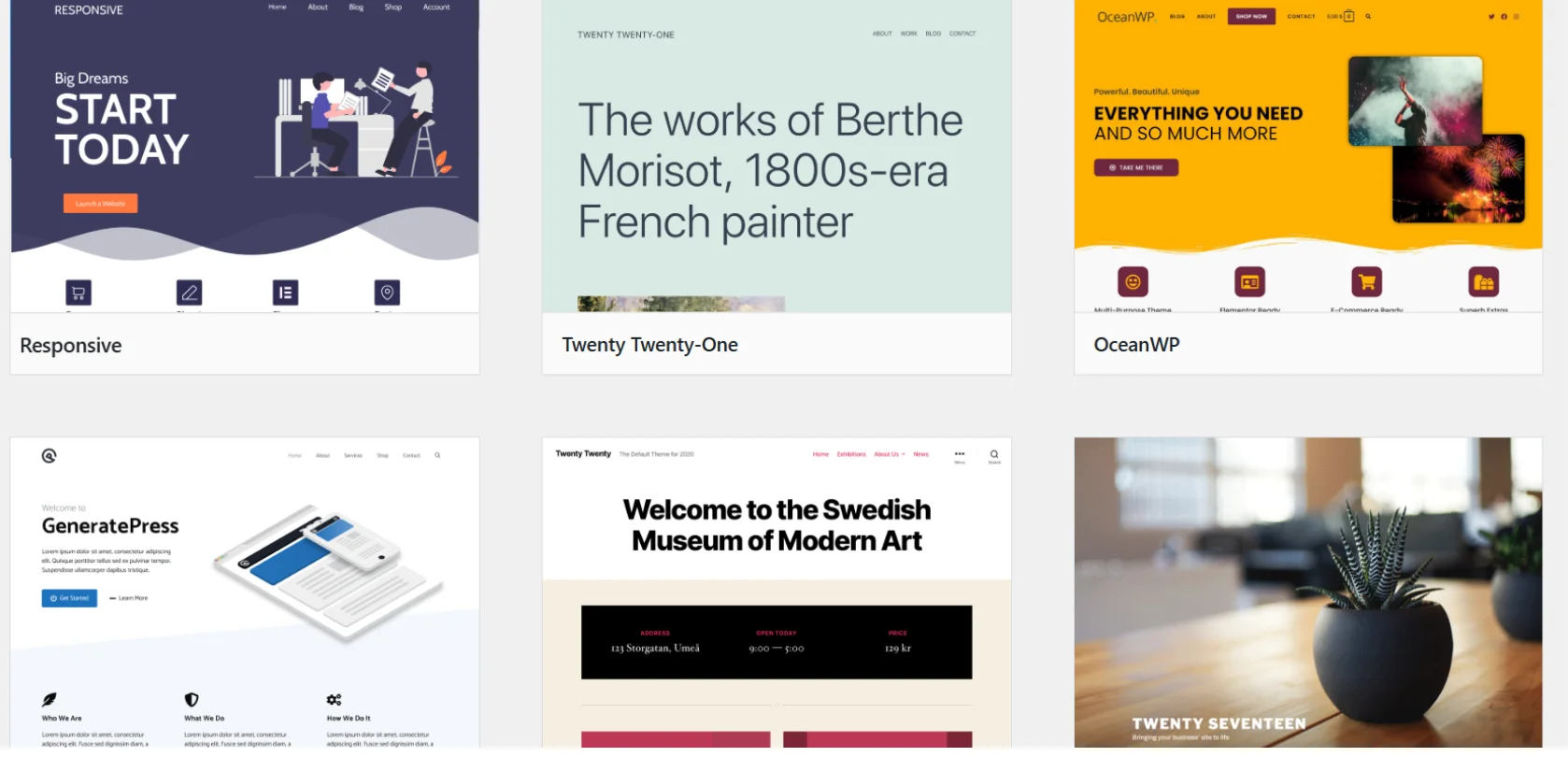 Classic WordPress themes