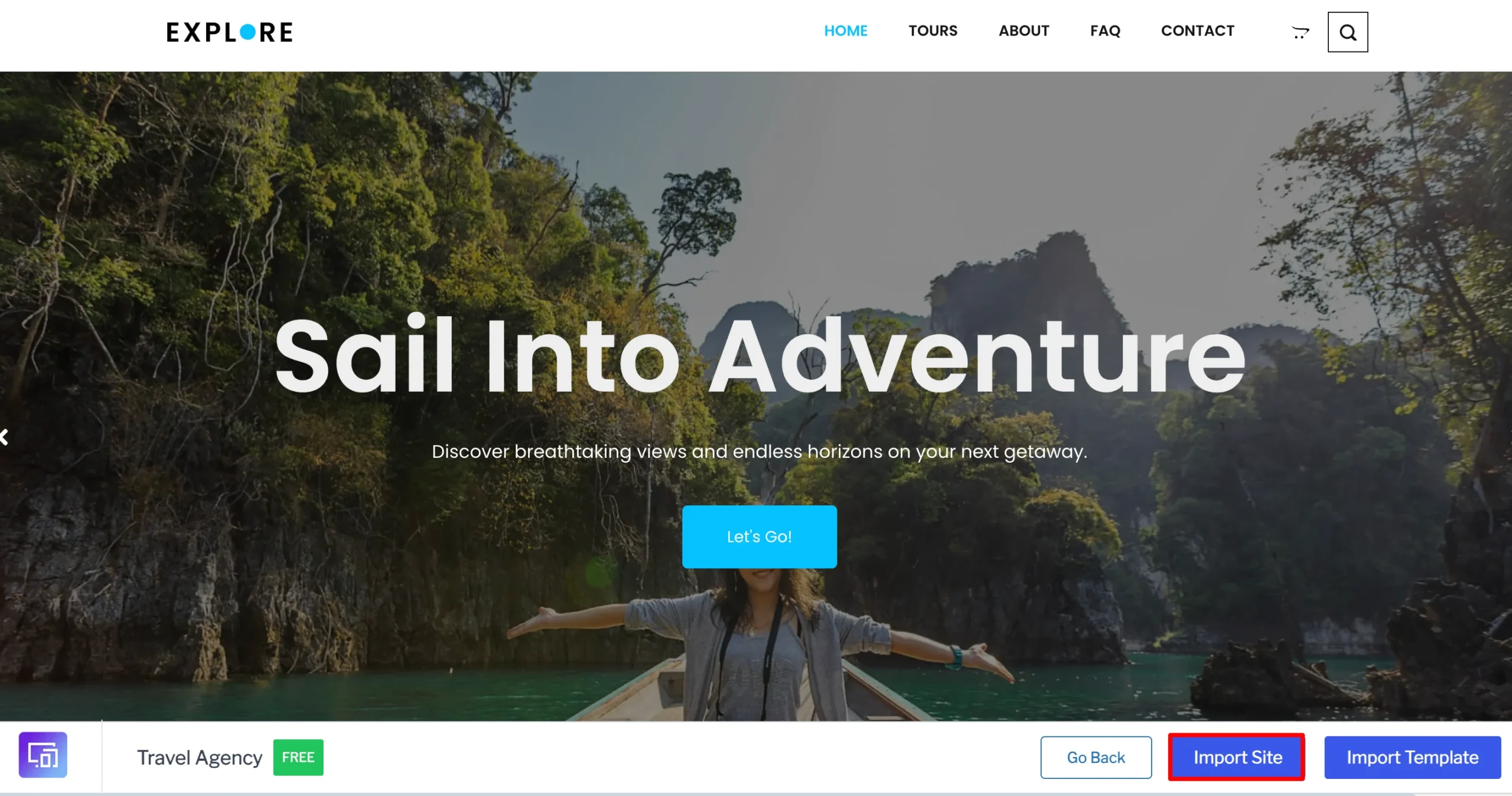 Click on Import site button