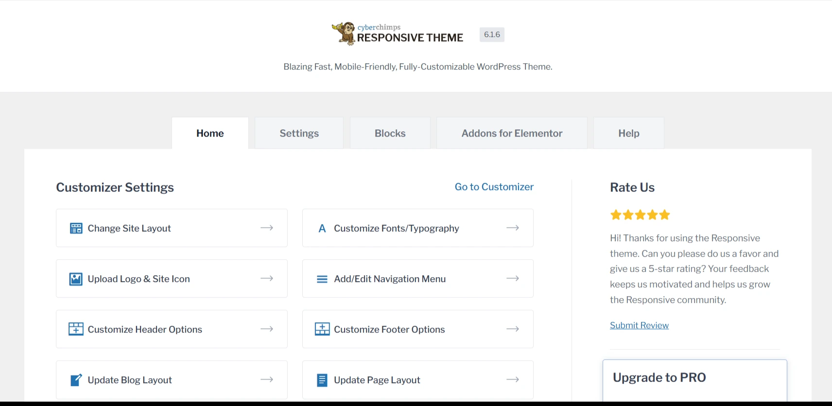 Responsive theme settings 