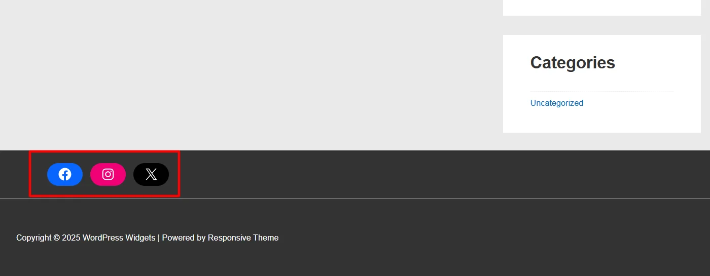 Frontend interface of social icons