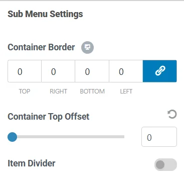 Sub menu settings