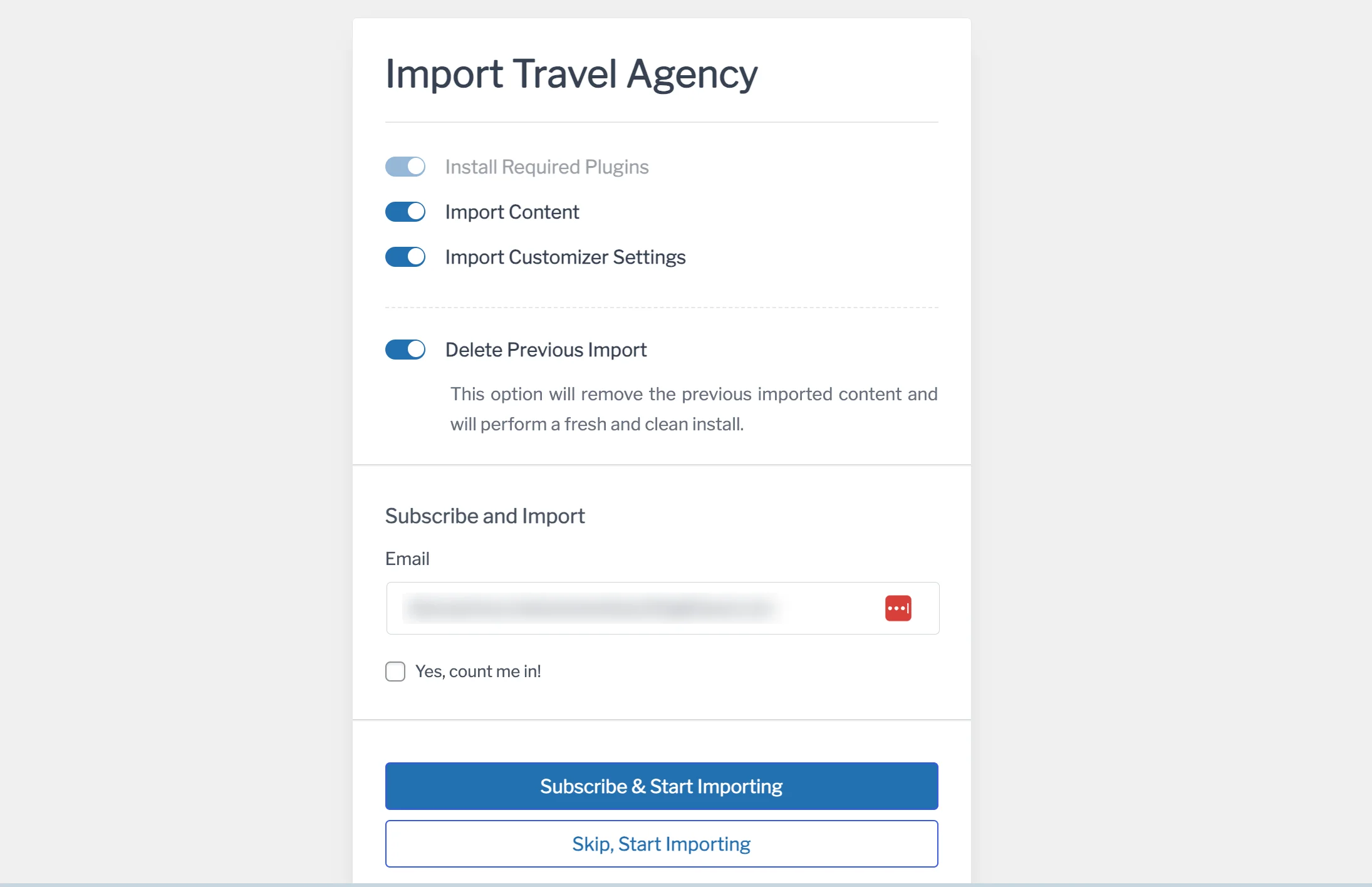 Subscribing and importing the site