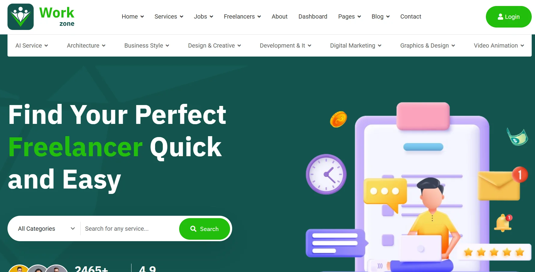 WorkZone Freelance Marketplace WordPress Theme