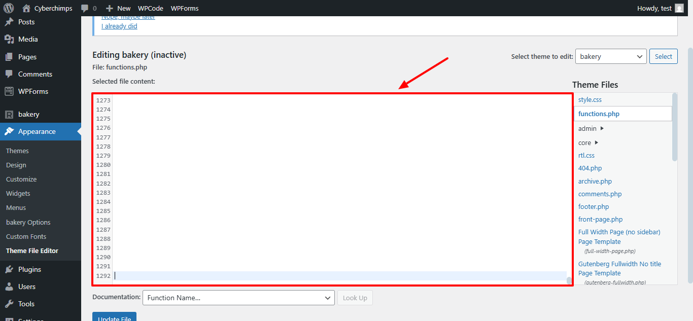 Paste code in the functions.php