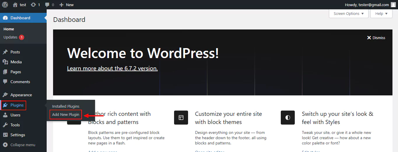 click on plugins and add new