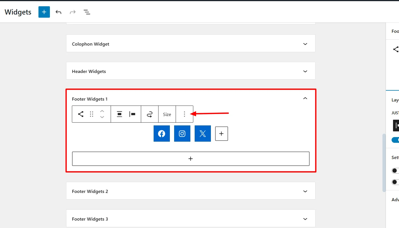 Clicking on three dots