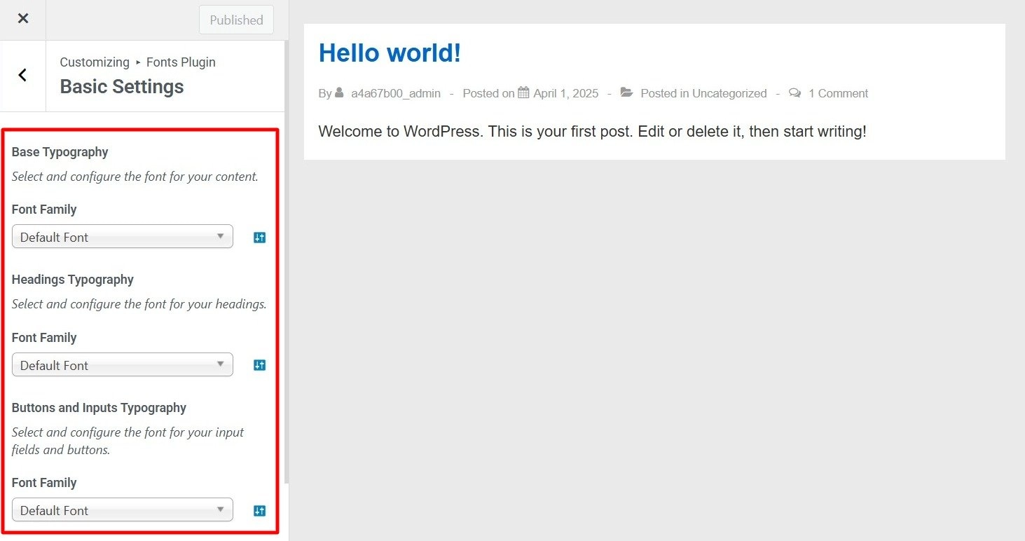 Fonts Plugin's font dropdowns