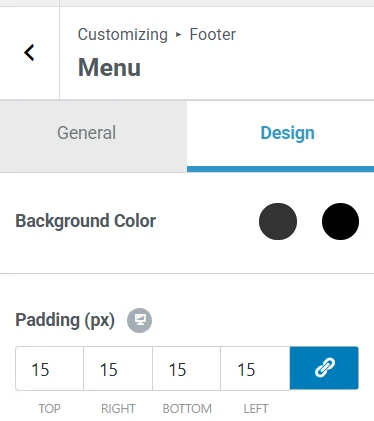 Design customization of footer menu
