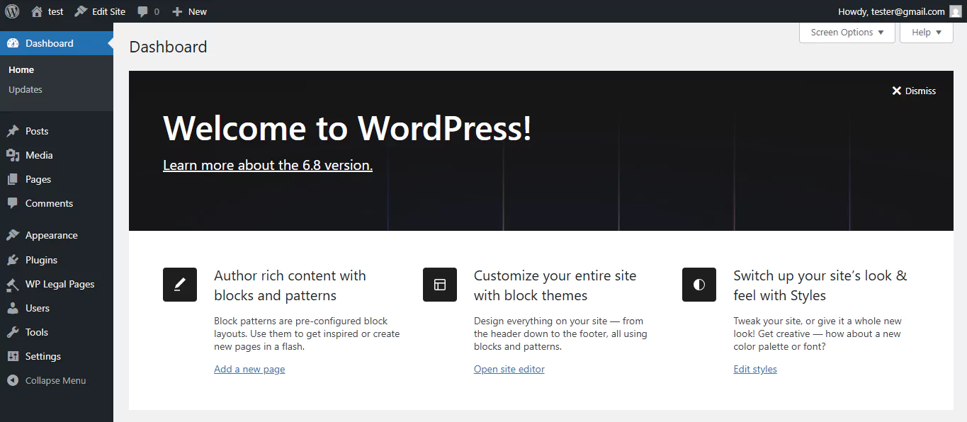 Login to WordPress dashboard