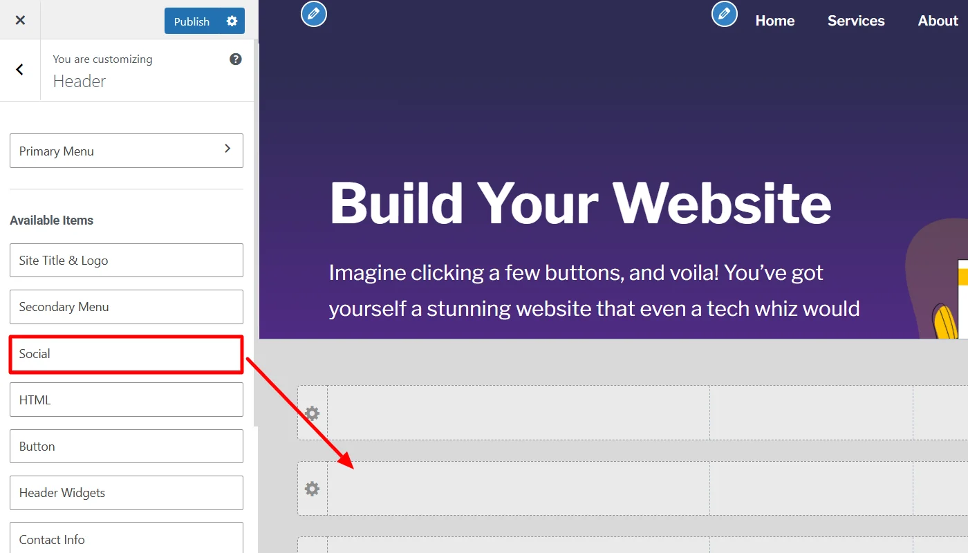 Dropping social widgets in header