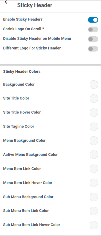 options to create sticky header in wordpress