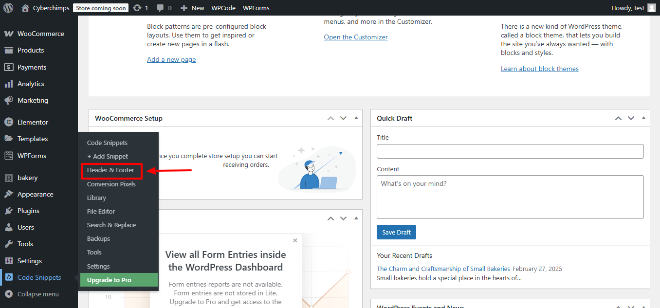 choose header and footer