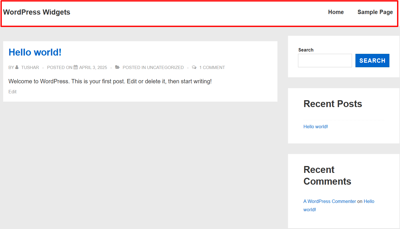 Header Widget Area