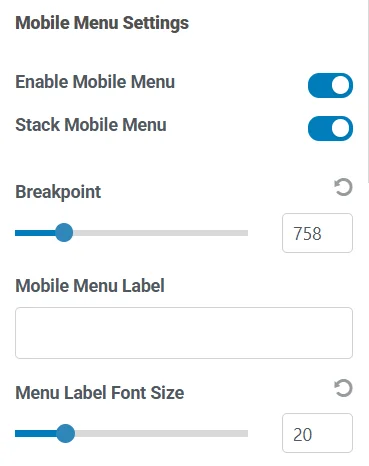 Mobile menu settings