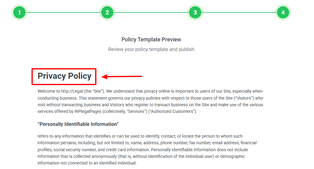 Preview of Privacy policy for fitness website is ready