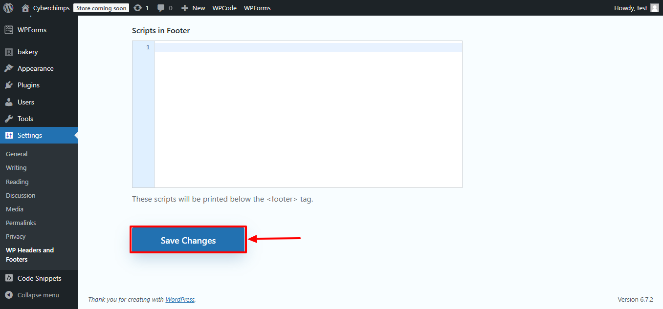 Save changes header footer