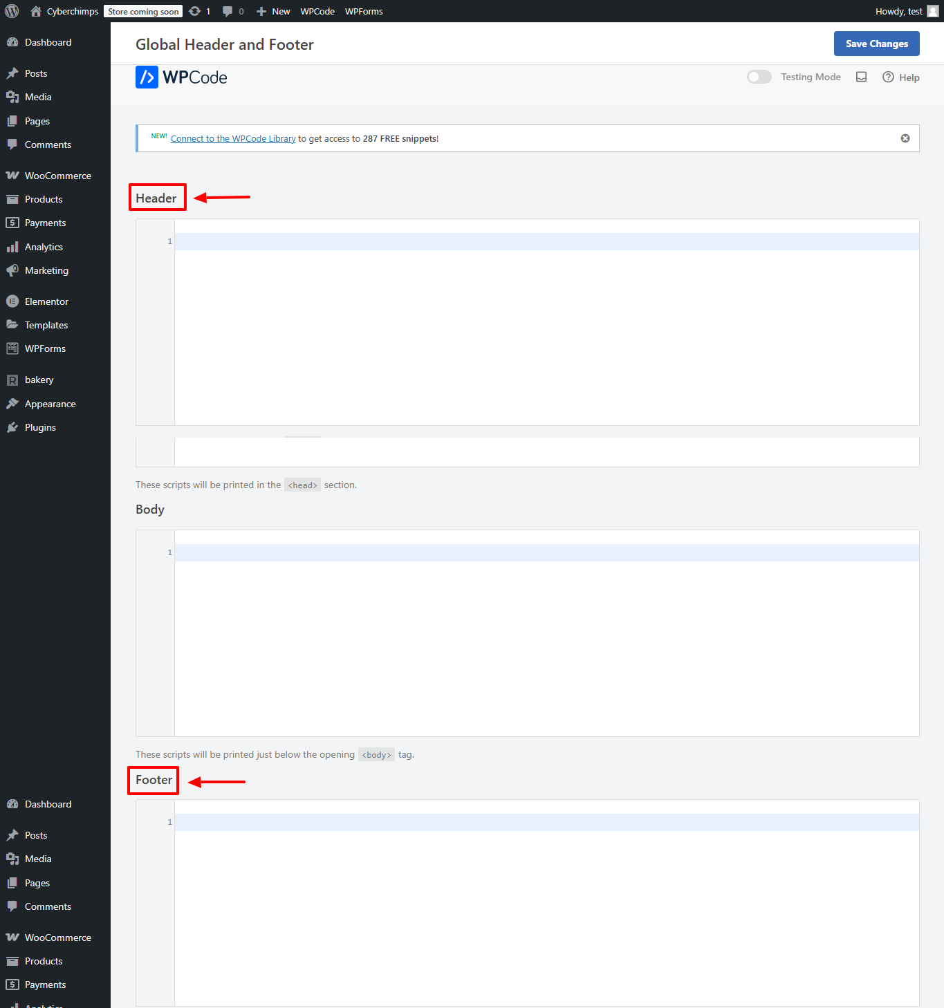 add code to WordPress header and footer with WPCode