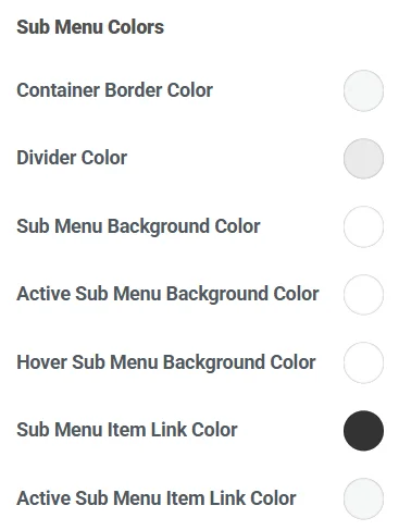 Sub menu colors