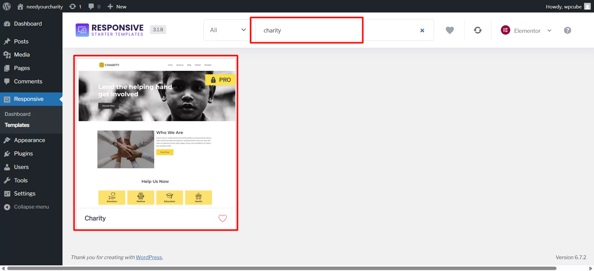 select charity template and learn how to create a non-profit website