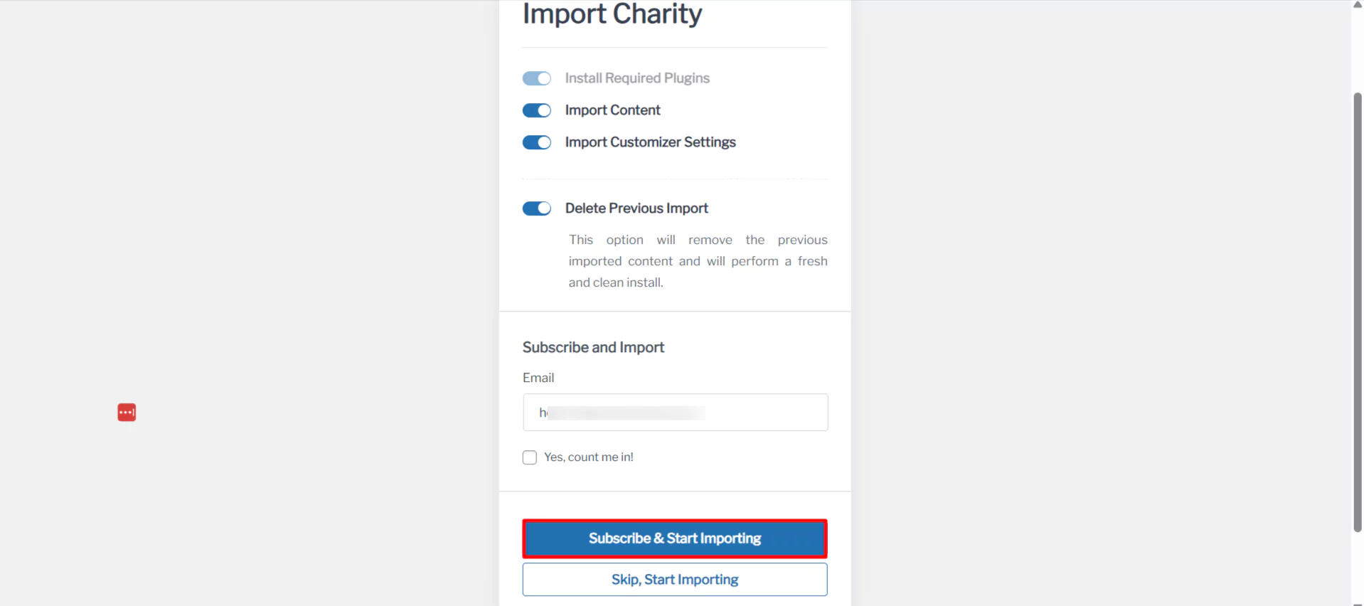 subscribe and start importing