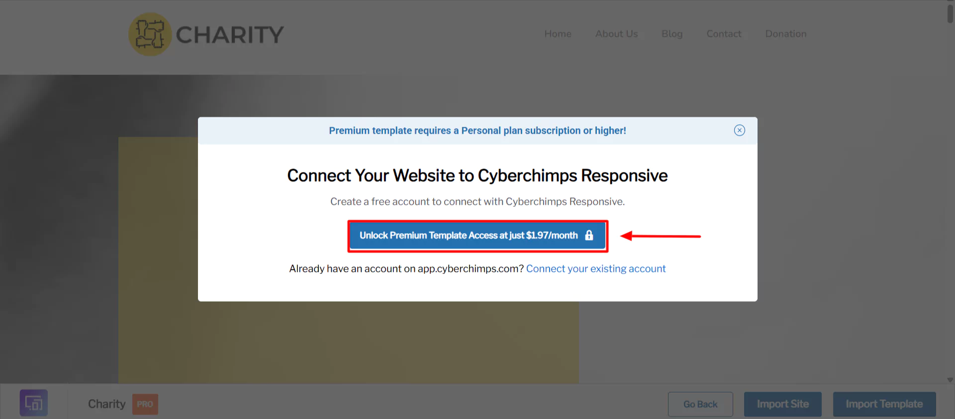 Connect to cyberchimps responsive