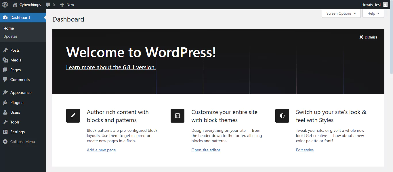 WordPress Dashboard