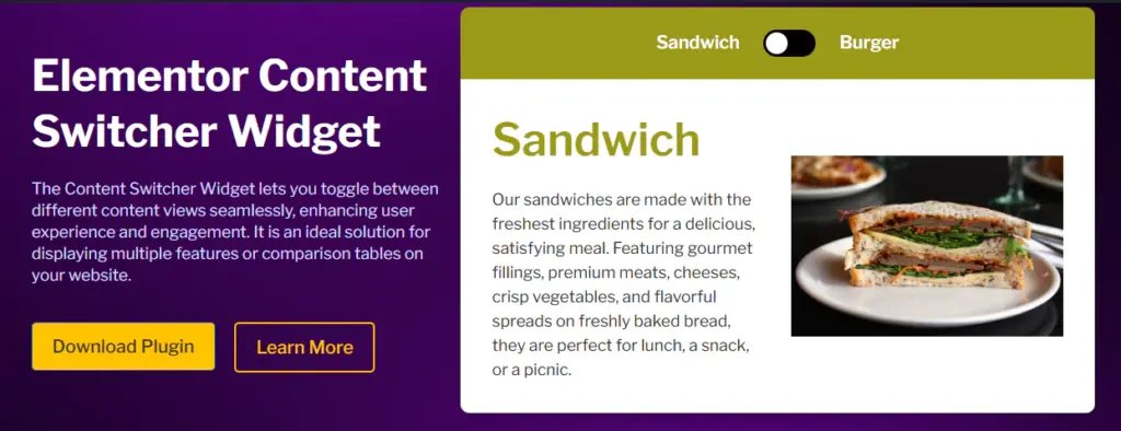Elementor Content Switcher Widget