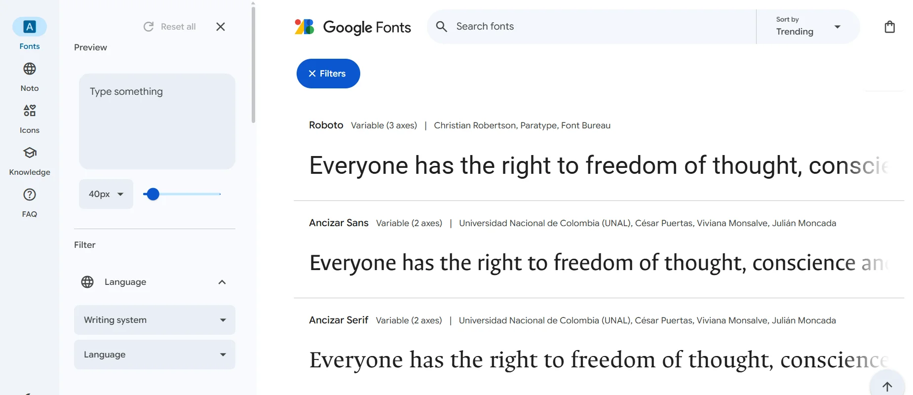 Google fonts