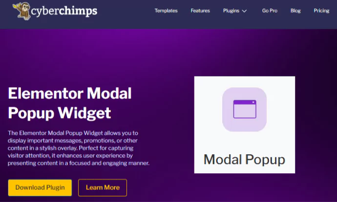Elementor modal popup widget