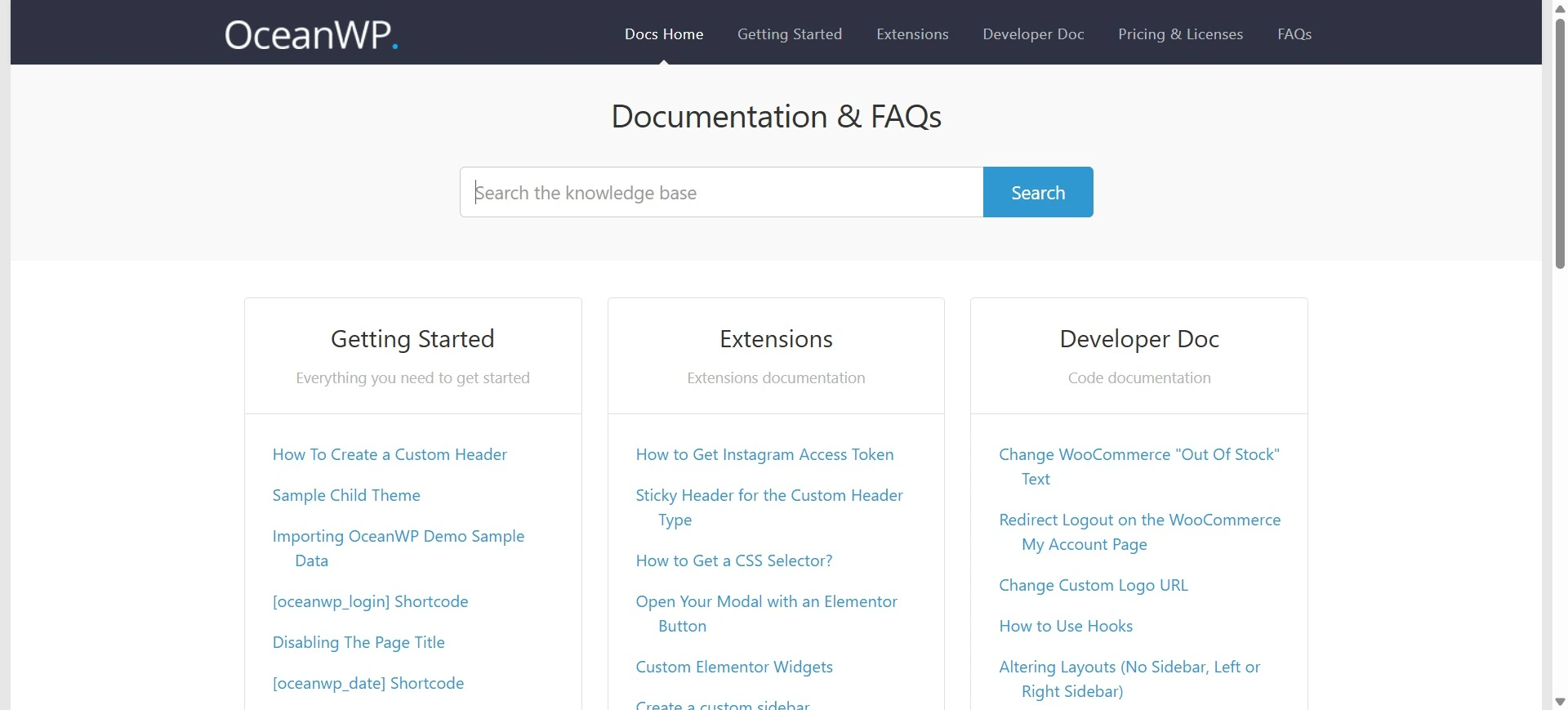 Oceanwp documents