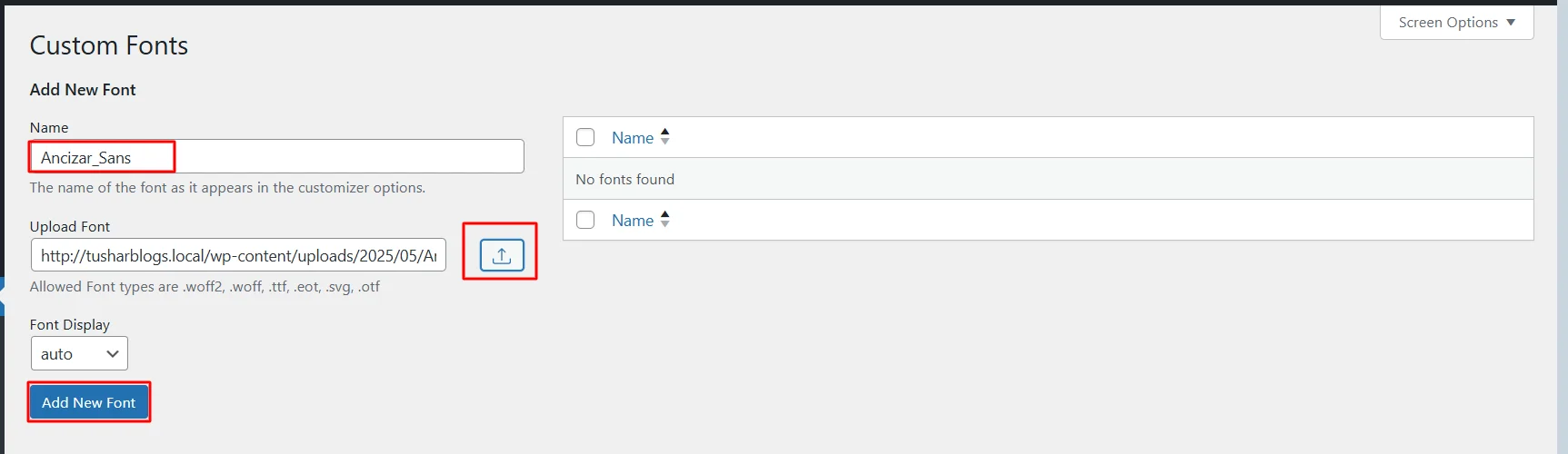 Adding font