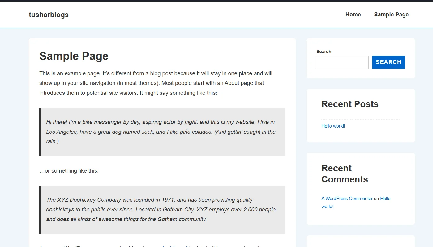 Default WordPress fonts