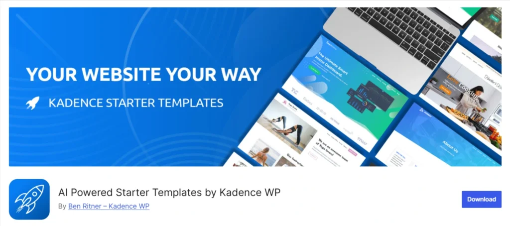 kadence starter templates plugin