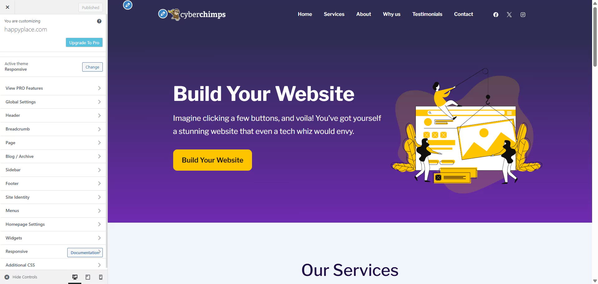 Cyberchimps Responsive theme customizer