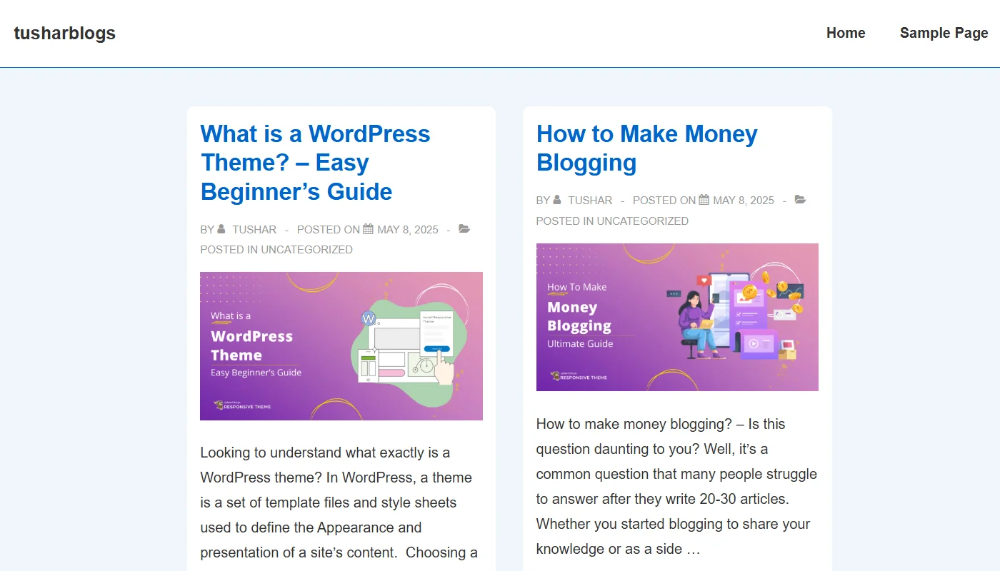 Blog layout before customizations