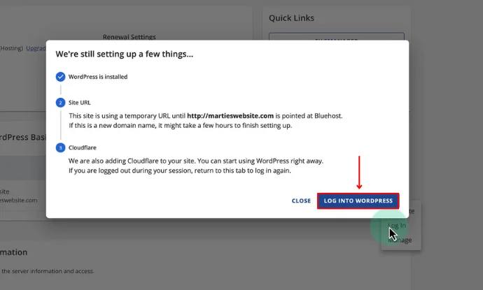 Log into WordPress