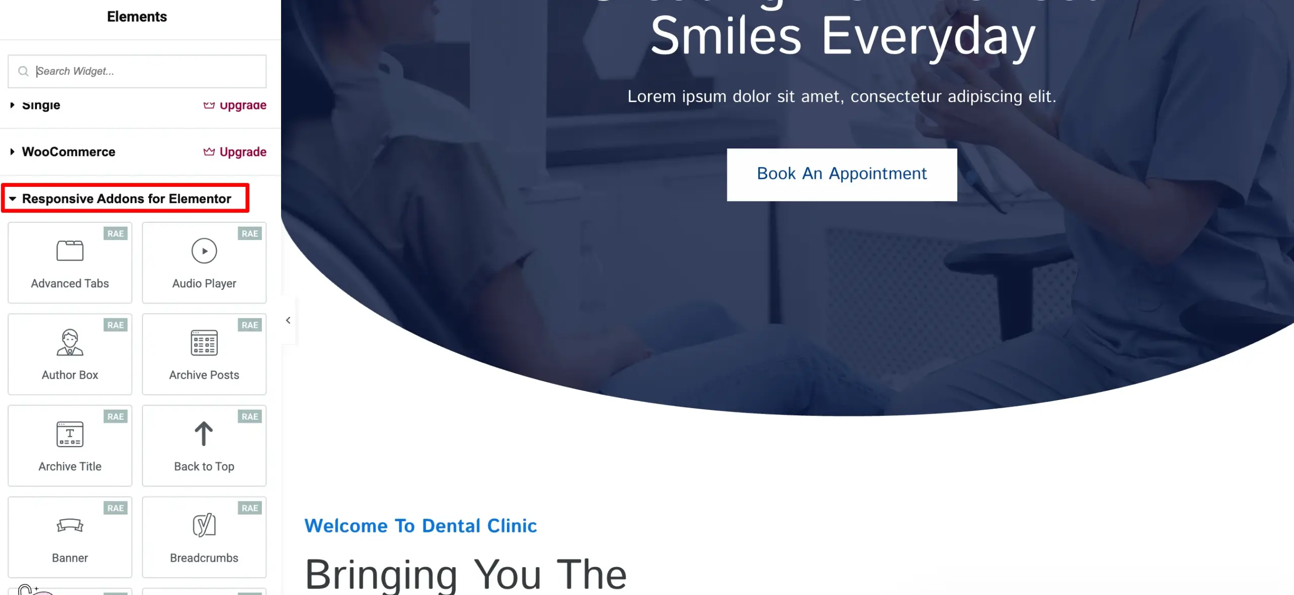 Navigating Responsove addons for Elementor