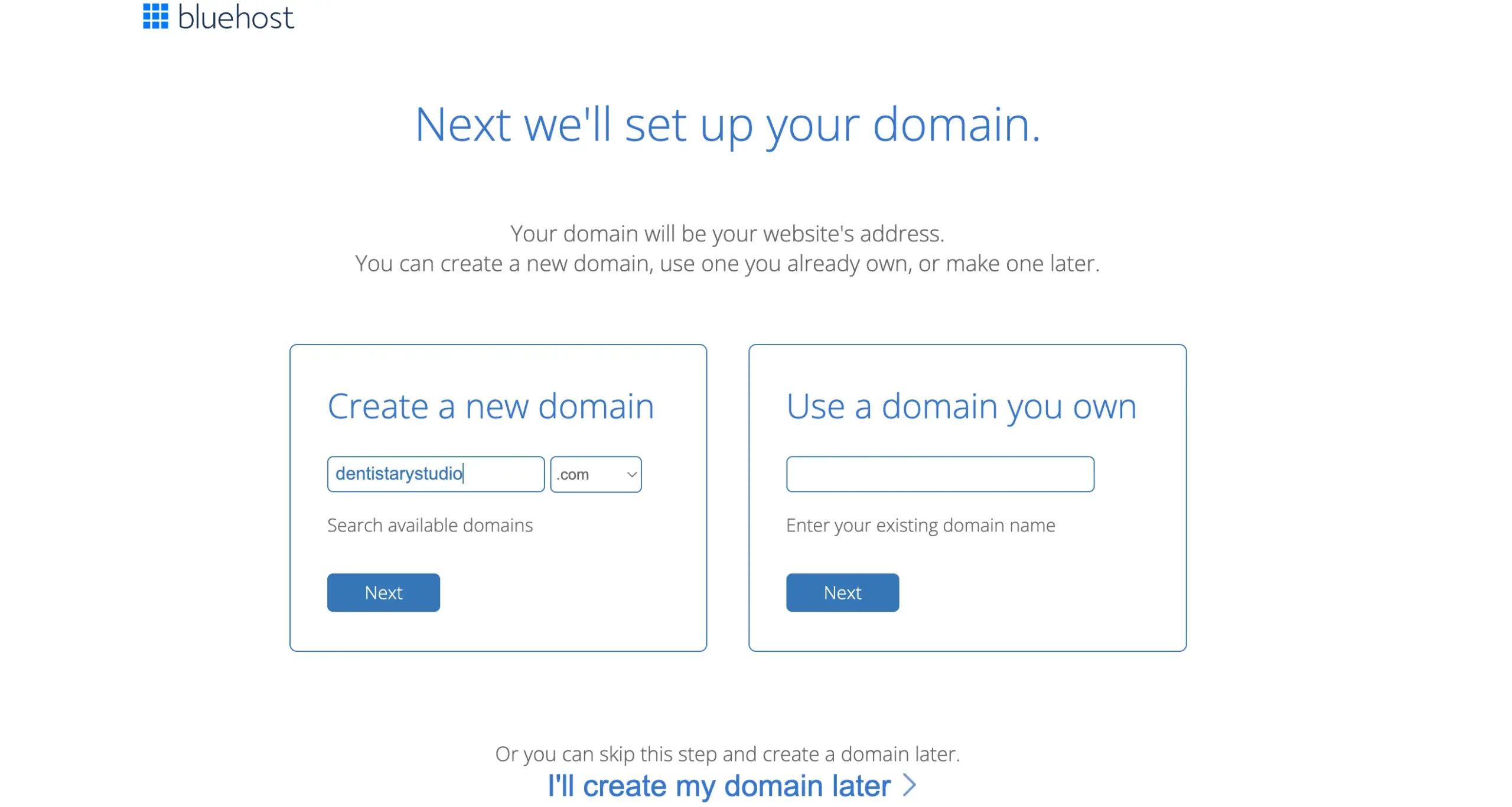 Selecting the Domain Name