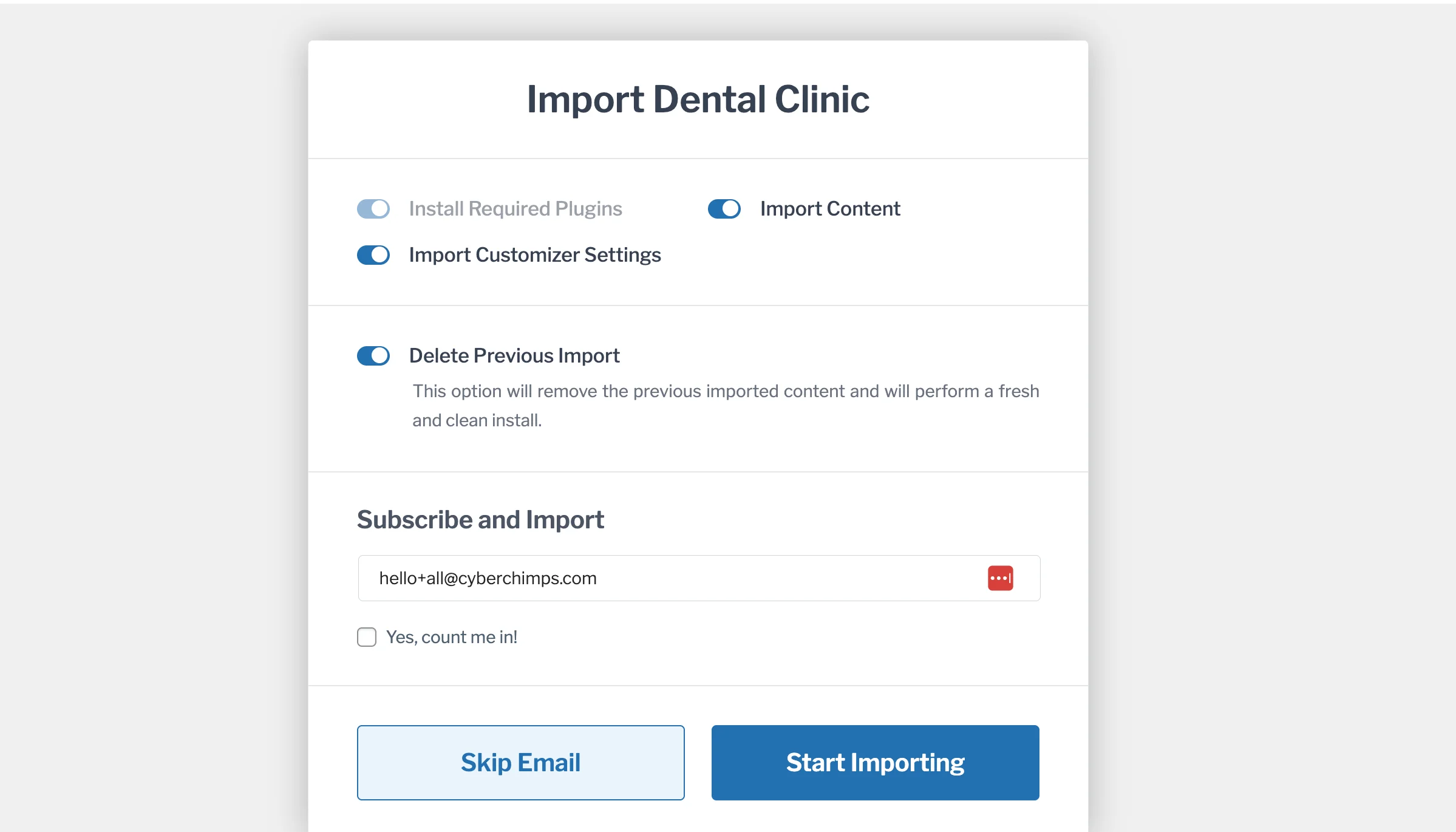 Subscribing and importing the site