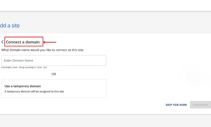 Enter the domain name