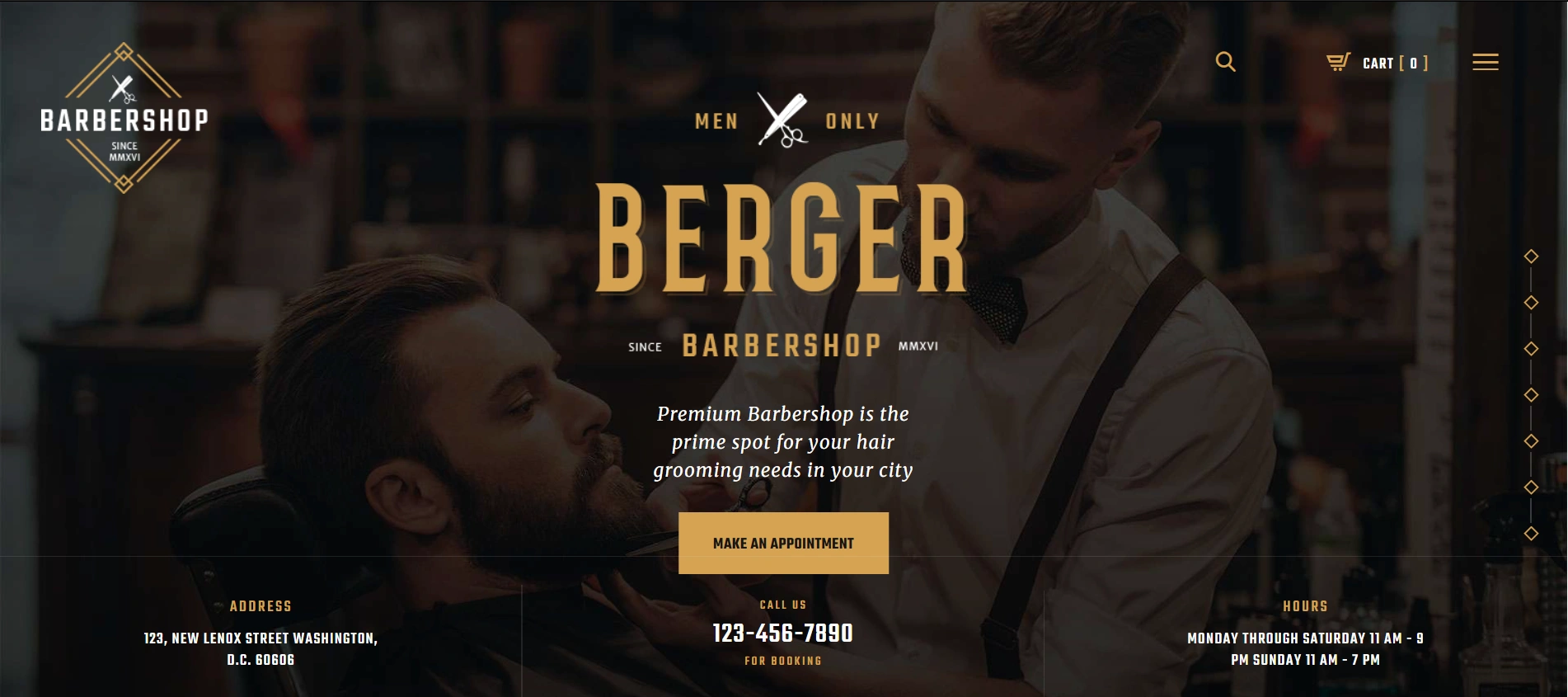Berger theme- best barber shop WordPress themes