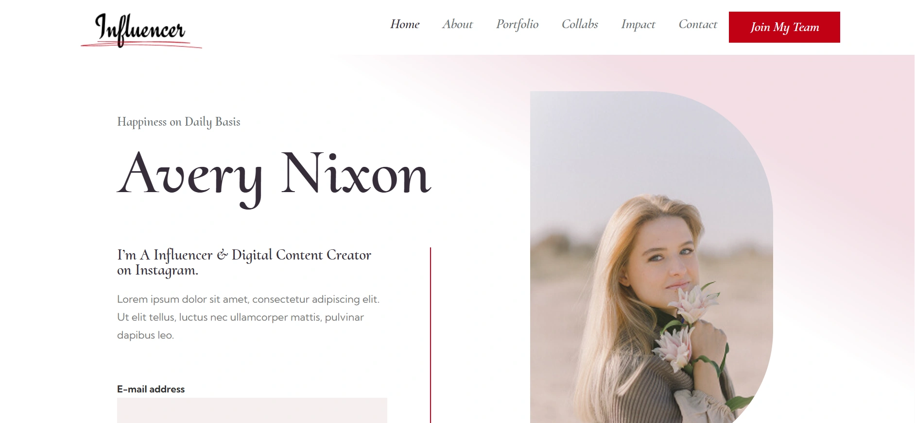 Influencer WordPress Starter template 