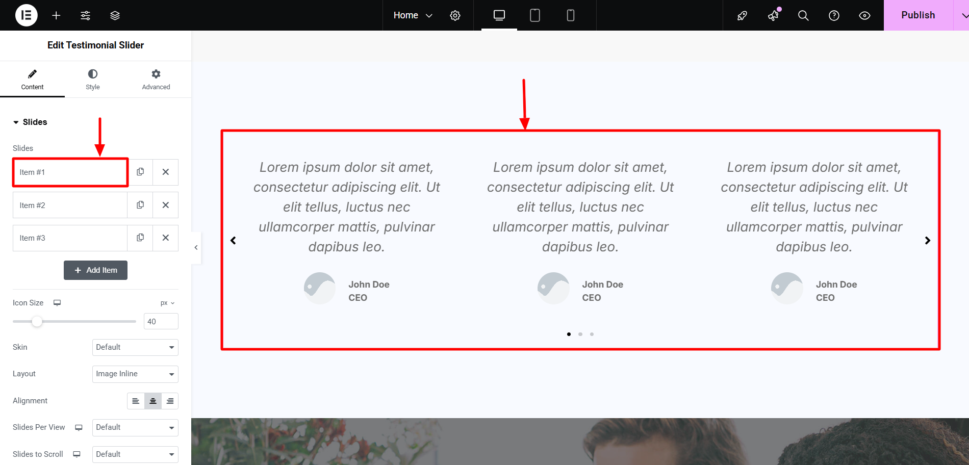 Edit widget